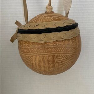 Jamaican handmade Tan and Black Mini Bag with Woven Texture
